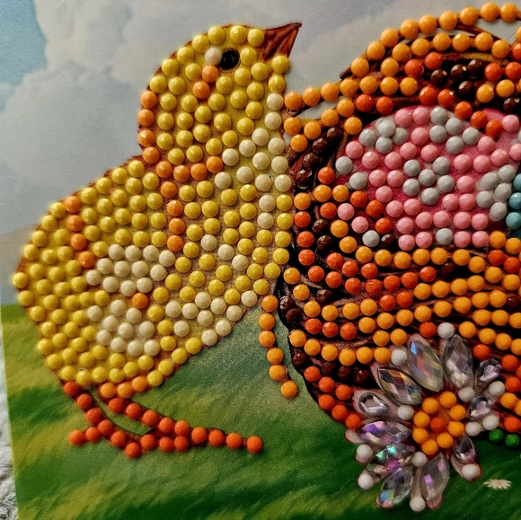 Curious Chick's Easter Card Diamond Painted Unique - Picture 5 of 6